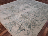 Indian Rug Hand Knotted Oriental Rug Fine Modern Kashan with Silver Aqua Silk Rug 8'2x9'8