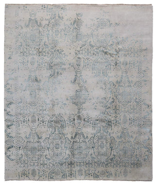 Indian Rug Hand Knotted Oriental Rug Fine Modern Kashan with Silver Aqua Silk Rug 8'2x9'8