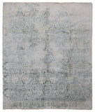 Indian Rug Hand Knotted Oriental Rug Fine Modern Kashan with Silver Aqua Silk Rug 8'2x9'8