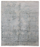 Indian Rug Hand Knotted Oriental Rug Fine Modern Kashan with Silver Aqua Silk Rug 8'2x9'8