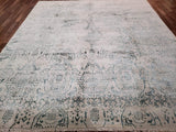 Indian Rug Hand Knotted Oriental Rug Fine Modern Kashan with Silver Aqua Silk Rug 8'2x9'8