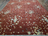 Indian Rug Hand Knotted Oriental Rug Fine Modern Oriental Area Rug 9'1X12'