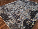 Indian Rug Hand Knotted Oriental Rug Fine Modern with Silk Oriental Area Rug 8'X9'9