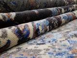 Indian Rug Hand Knotted Oriental Rug Fine Modern with Silk Oriental Area Rug 8'X9'9