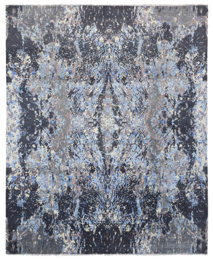 Indian Rug Hand Knotted Oriental Rug Fine Modern with Silk Oriental Area Rug 8'X9'9