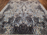 Indian Rug Hand Knotted Oriental Rug Fine Modern with Silk Oriental Area Rug 8'X9'9