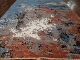 Indian Rug Hand Knotted Oriental Rug Fine Modern with Silk Oriental Area Rug 9'X11'10
