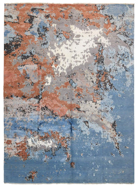 Indian Rug Hand Knotted Oriental Rug Fine Modern with Silk Oriental Area Rug 9'X11'10