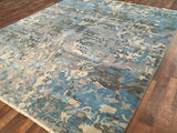 Indian Rug Hand Knotted Oriental Rug Fine Modern with Silk Oriental Rug 8'1X9'9