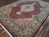 Indian Rug Hand Knotted Oriental Rug Fine Oriental Tabriz with Silk Area Rug 8'4x11'7