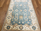 Indian Rug Hand Knotted Oriental Rug Fine Oushak Oriental Area Rug 4'1X6'