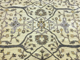 Indian Rug Hand Knotted Oriental Rug Fine Peshawar Area Rug with Silk Oushak Roots 7'10x9'6