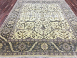 Indian Rug Hand Knotted Oriental Rug Fine Peshawar Area Rug with Silk Oushak Roots 7'10x9'6