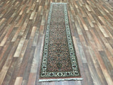 Indian Rug Hand Knotted Oriental Rug Fine Sarouk Oriental Long Runner Rug 2'1X10'