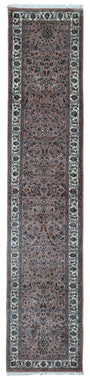 Indian Rug Hand Knotted Oriental Rug Fine Sarouk Oriental Long Runner Rug 2'1X10'