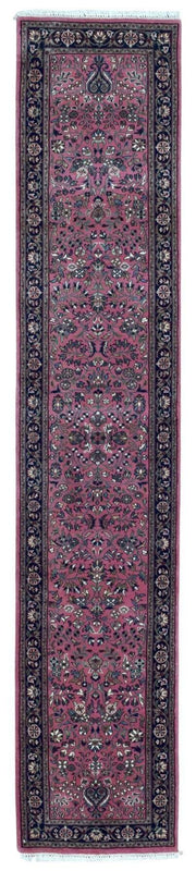Indian Rug Hand Knotted Oriental Rug Fine Sarouk Oriental Long Runner Rug 2'x10'1