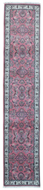 Indian Rug Hand Knotted Oriental Rug Fine Sarouk Oriental Runner Rug 2'X10'4