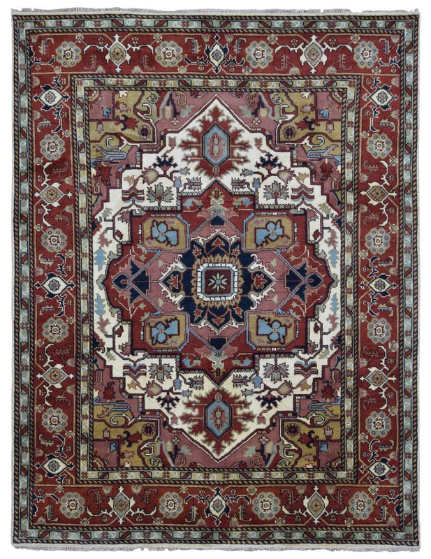 Indian Rug Hand Knotted Oriental Rug Fine Semi-Antique Oriental Serapi Area Rug 8'1 x 10'3