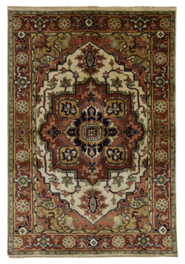 Indian Rug Hand Knotted Oriental Rug Fine Serapi Oriental Area Rug 4'X6'