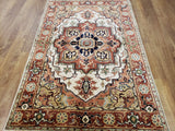 Indian Rug Hand Knotted Oriental Rug Fine Serapi Oriental Area Rug 4'X6'