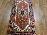 Indian Rug Hand Knotted Oriental Rug Fine Serapi Oriental Rug 2'1x4'1