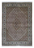 Indian Rug Hand Knotted Oriental Rug Fine Silk Mahi Tabriz Oriental Area Rug 5'7 x 8'