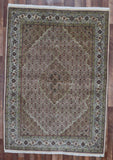 Indian Rug Hand Knotted Oriental Rug Fine Silk Mahi Tabriz Oriental Area Rug 5'7 x 8'