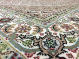 Indian Rug Hand Knotted Oriental Rug Fine Silk Mahi Tabriz Oriental Area Rug 5'7 x 8'