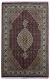 Indian Rug Hand Knotted Oriental Rug Fine Silk Mahi Tabriz Oriental Rug 6'4x9'9