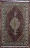 Indian Rug Hand Knotted Oriental Rug Fine Silk Mahi Tabriz Oriental Rug 6'4x9'9