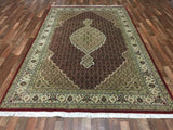 Indian Rug Hand Knotted Oriental Rug Fine Silk Mahi Tabriz Oriental Rug 6'4x9'9