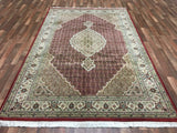 Indian Rug Hand Knotted Oriental Rug Fine Silk Mahi Tabriz Oriental Rug 6'4x9'9