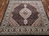 Fine Persian Silk Mahi Tabriz Area Rug 6'6x6'6