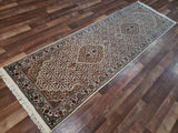 Indian Rug Hand Knotted Oriental Rug Fine Silk Tabriz Oriental Runner Rug 2'7x8'4
