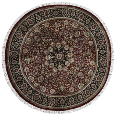 Indian Rug Hand Knotted Oriental Rug Fine Tabriz Oriental Round Rug 5'1X5'1