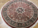 Indian Rug Hand Knotted Oriental Rug Fine Tabriz Oriental Round Rug 5'1X5'1