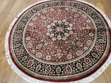 Indian Rug Hand Knotted Oriental Rug Fine Tabriz Oriental Round Rug 5'1X5'1