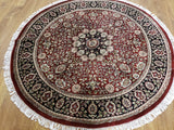 Indian Rug Hand Knotted Oriental Rug Fine Tabriz Oriental Round Rug 5'1X5'1