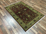 Indian Rug Hand Knotted Oriental Rug Fine Tabriz Oriental Small Area Rug 4'2X6'1