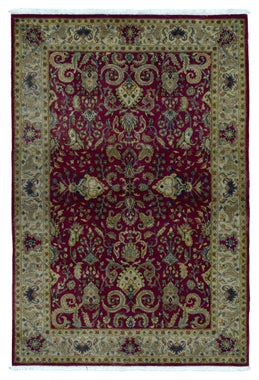 Indian Rug Hand Knotted Oriental Rug Fine Tabriz Oriental Small Area Rug 4'2X6'1
