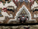Indian Rug Hand Knotted Oriental Rug Fine Tabriz w/ Silk Round Oriental Rug 3'5X3'5