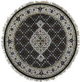 Indian Rug Hand Knotted Oriental Rug Fine Tabriz w/ Silk Round Oriental Rug 3'5X3'5