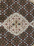 Indian Rug Hand Knotted Oriental Rug Fine Tabriz w/ Silk Round Oriental Rug 3'5X3'5