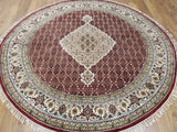 Fine Round Silk Tabriz Area Rug 6'8x6'8