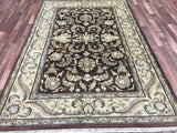 Indian Rug Hand Knotted Oriental Rug Fine Tabriz with Silk Oriental Rug 6'x9'