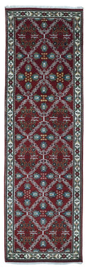 Indian Rug Hand Knotted Oriental Rug Kashan Oriental Runner 3'1x10'