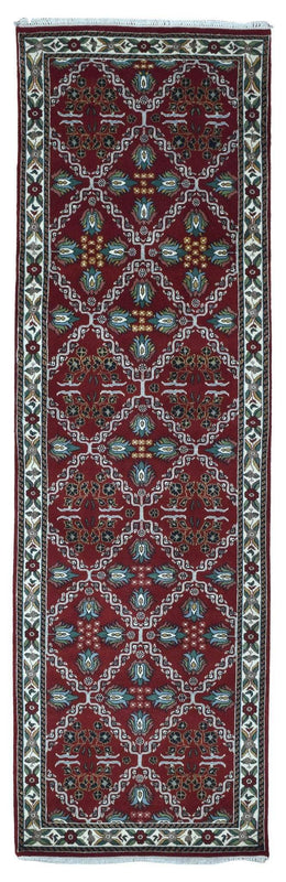 Indian Rug Hand Knotted Oriental Rug Kashan Oriental Runner 3'1x10'