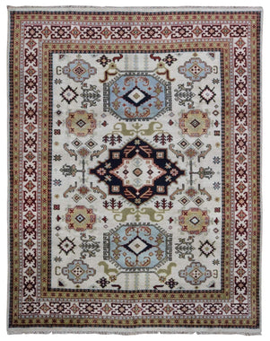 Indian Rug Hand Knotted Oriental Rug Kazak Oriental Area Rug 7'11X9'10