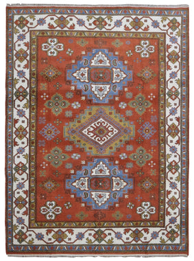Indian Rug Hand Knotted Oriental Rug Kazak Oriental Area Rug 7'7x9'10