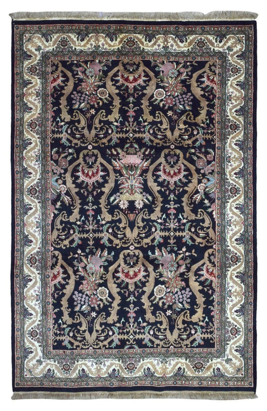 Indian Rug Hand Knotted Oriental Rug Large Fine Oriental Tabriz Area Rug 6'x9'